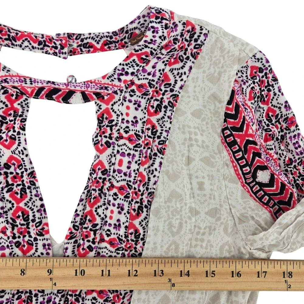 Free People Tegan Border Print‎ Mini Dress Boho Festival Indie Flowy 10